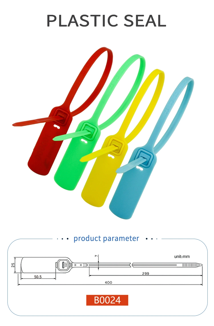 B0024 Pull Tight Plastic Seal Factory Custom Printing High Security Plastic Seal with Metal Insert